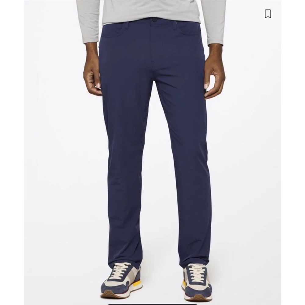 01.ALGO Mens Chino Pants Navy Blue Stretch Golf Travel Casual Size 34x30 Preppy